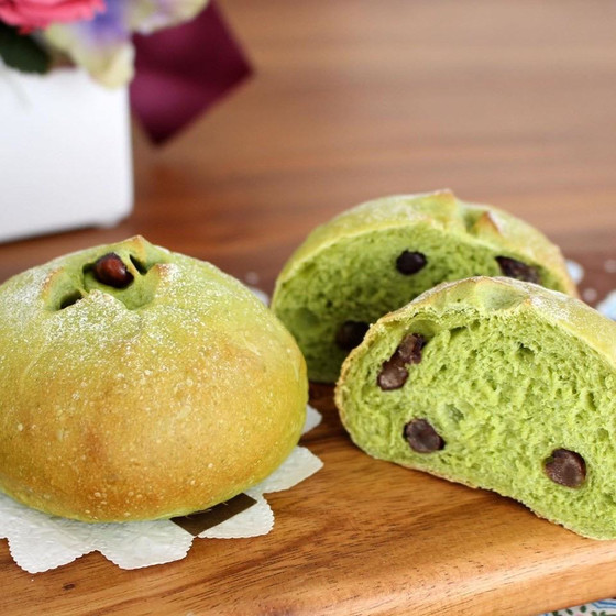 手捏ねパンレッスン　ふんわり抹茶小豆