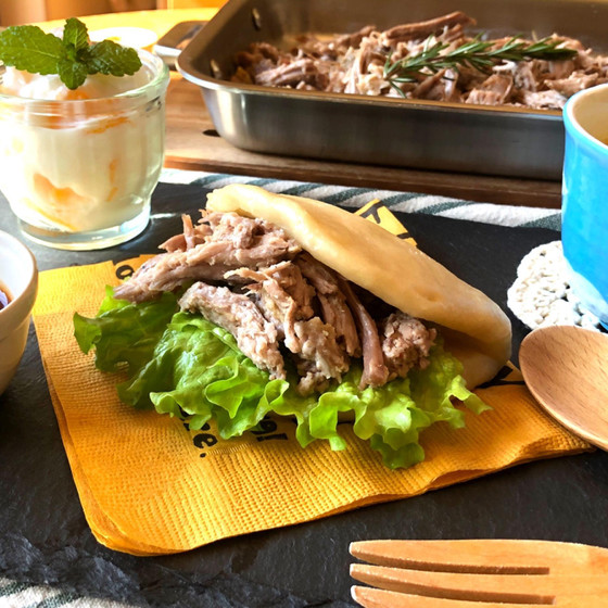 アメリカ発☆プルドポーク！手作りBBQソースでパオサンド♡他