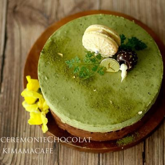 生チョコと抹茶のケーキでおウチcafe