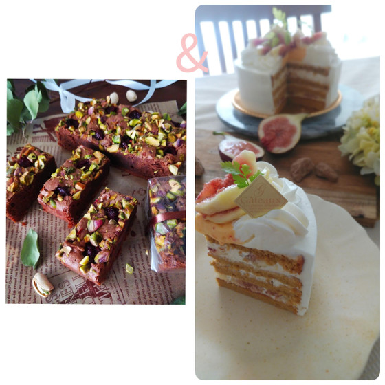 【応用】イチジクと黒糖のケーキ&【焼き菓子】グリオットとピスタチオのショコラケーク