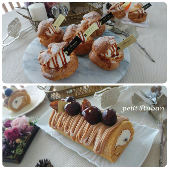 【初級】シュークリーム+【中級】栗のロールケーキ