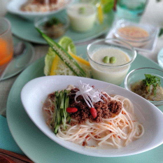 【おうち薬膳】豆乳スープの担々素麵&枝豆ムース