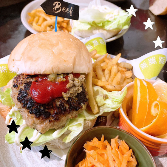 親子アメリカンビーフタイアップレッスン　ハンバーガー