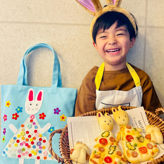 コラボ親子レッスン☆うさぎのワンピースピザパン&うさぎバック作り