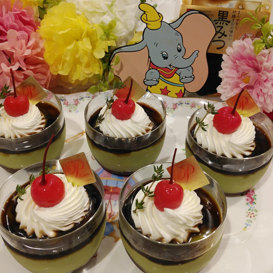 抹茶プリンと黒糖ラムケーキ