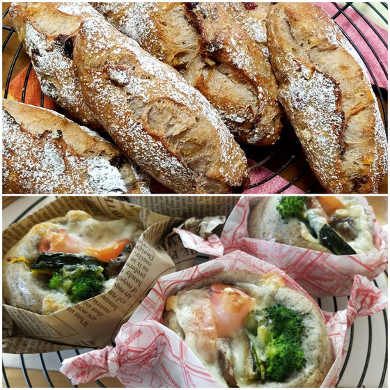 全粒粉のフルーツカンパーニュとグラタンパン