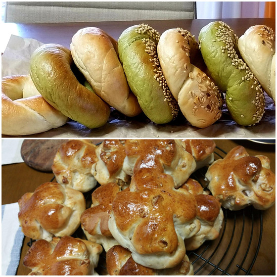 3種のベーグルと胡桃パン