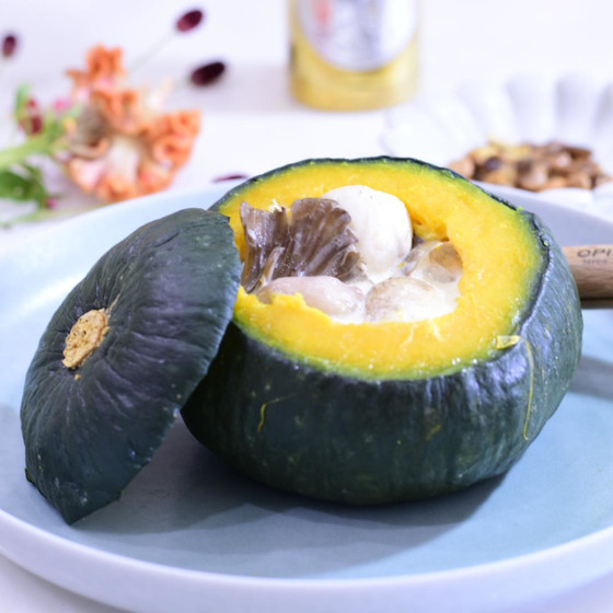 わくわくクッキング！丸ごとカボチャのクリームキノコ