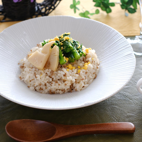 過去レッスンで好評だった筍と菜の花の春ピラフ