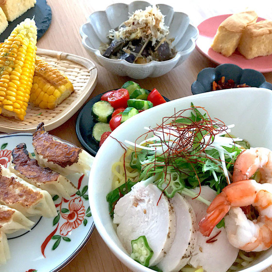 お家で作れちゃう☆自家製えび塩ラーメンと夏野菜満載プレート