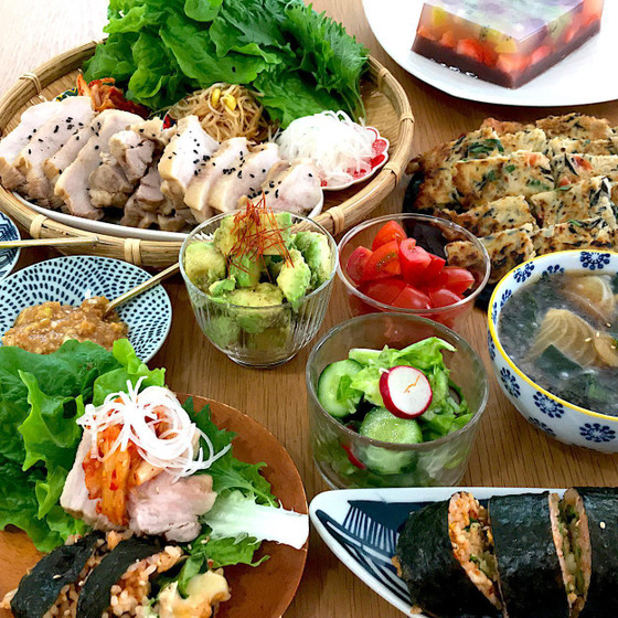 野菜たっぷり！柔らかポッサムにチーズキンパ身体喜ぶ韓国料理