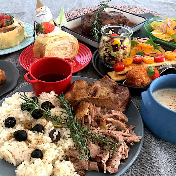 2021クリスマスレッスン🎄オーブンでじっくりプルドポークにミルクレープケーキと前菜４品にスープのフルコースレッスン