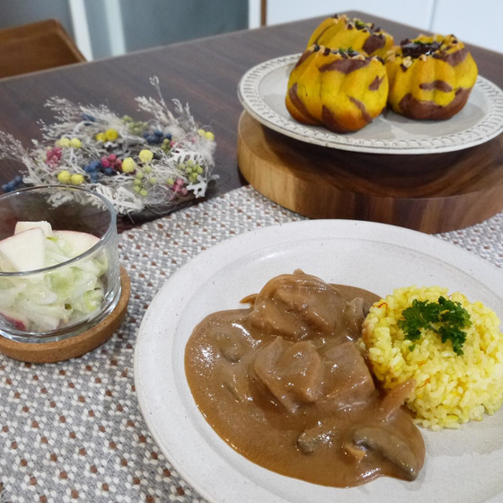 クリスマス特別-かぼちゃとココアのクグロフ＆ビーガン麹料理-