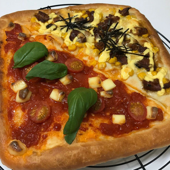 スクエアピザ　マルゲリータ&テリヤキチキン　🔰