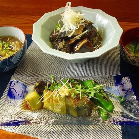 低糖質レシピのレッスン!!　２種の茄子料理！鰊と茄子煮と焼茄