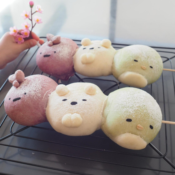 三色団子風ちぎりパン&生食パン