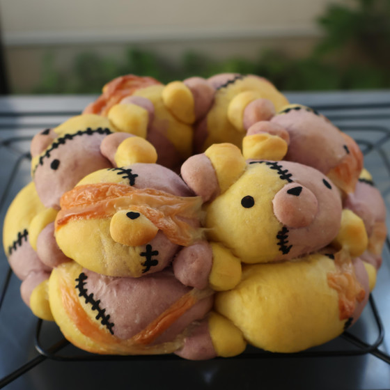 ツギハギクマのちぎりパンを1セット作ります。