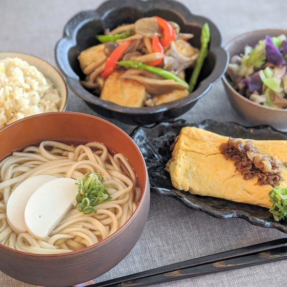 【10月のレッスン】牛肉しぐれだし巻き卵〜濃厚だしうどん他