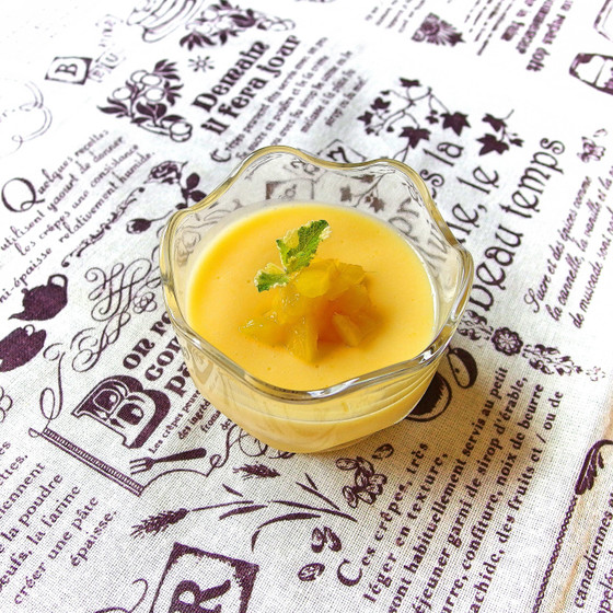 レンジで黄桃プリン