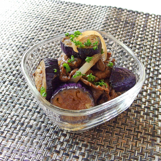 茄子と牛肉のバルサミコソテー