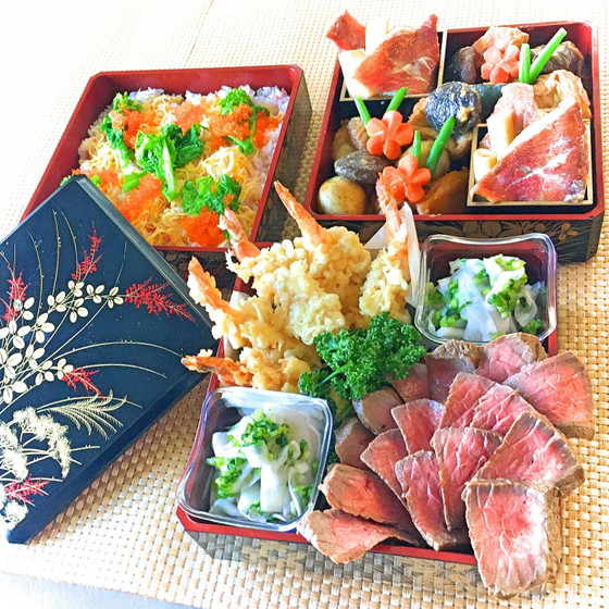 褒められ行楽弁当　第2弾！　肉も魚も欲張り御膳❀