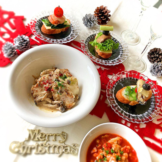おウチでXmas！豚ひれマスタードクリームと小洒落ピンチョス