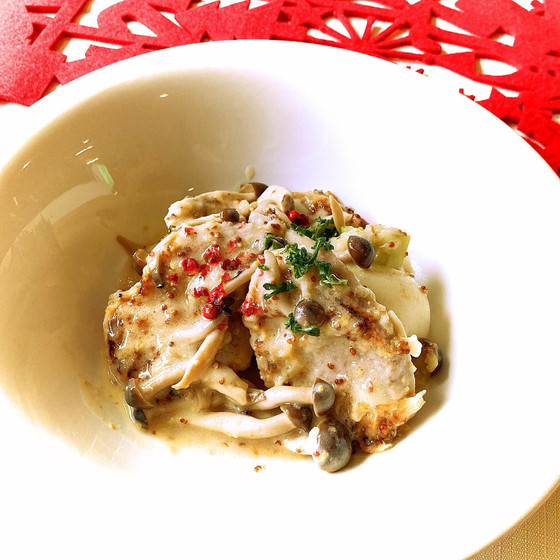 豚ヒレ肉のマスタードクリーム煮
