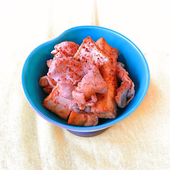 豚肉と厚揚げの味噌ラー油炒め