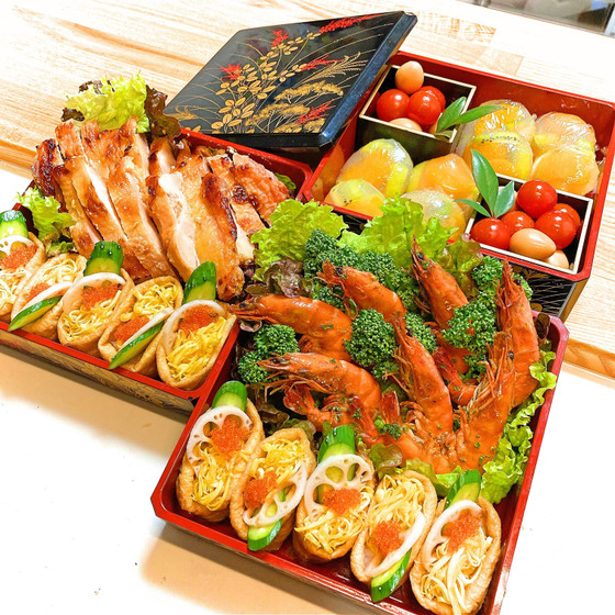 〖冷めても美味しいおもてなし　来客、持寄り、お弁当〗飾りいなりとメインからデザートまで