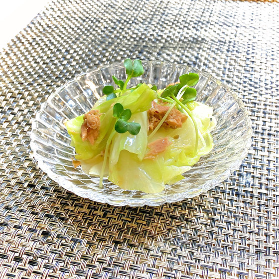 茹でキャベツとツナの柚子胡椒サラダ