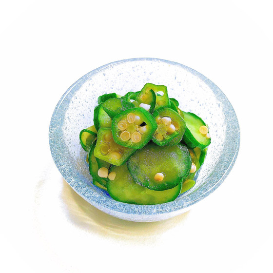 オクラときゅうりの梅酢和え物