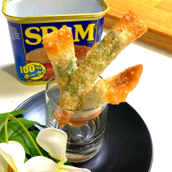 スパムと大葉のカリカリスティック