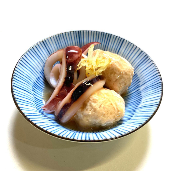 いかとつくねの生姜あんかけ