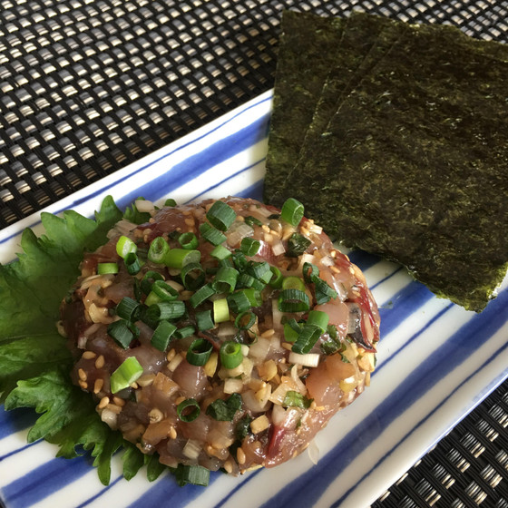 鯵の塩なめろう