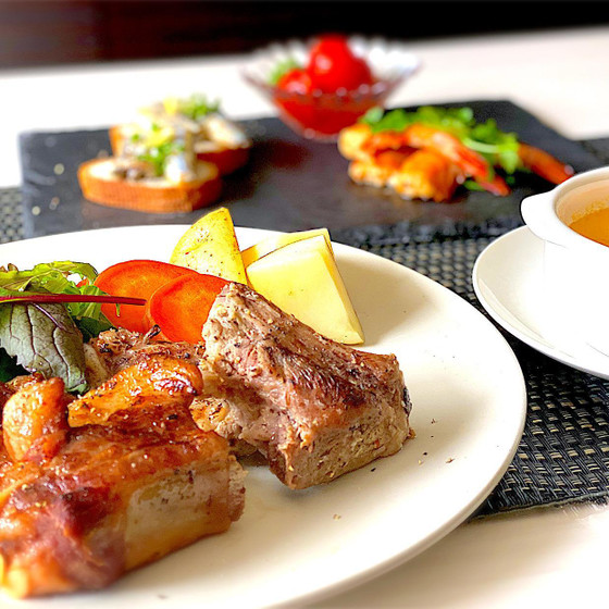 低温調理でおもてなしⅢ〜2種のスペアリブと魚介のごちそうランチプレート