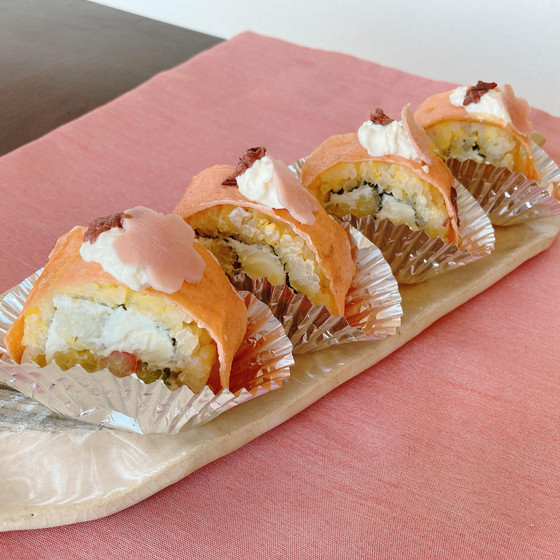 上野のさくらを見ながら桜のロールケーキ寿司と桜づくし料理教室