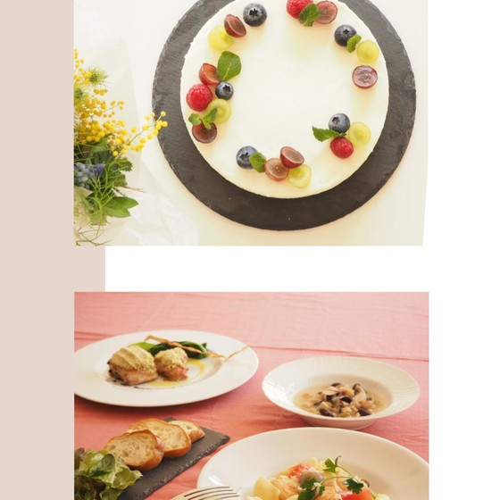 よくばりもてなし料理Bとお菓子 魚介のパスタ&レアチーズケー