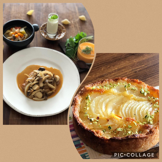 よくばり もてなし料理A  サルティンボッカ❗️洋梨のタルト