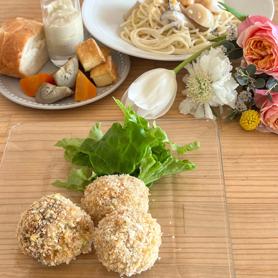 料理A・・3種のコロッケとパスタ