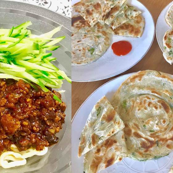手打ちのジャージャー麺、葱油餅レッスン