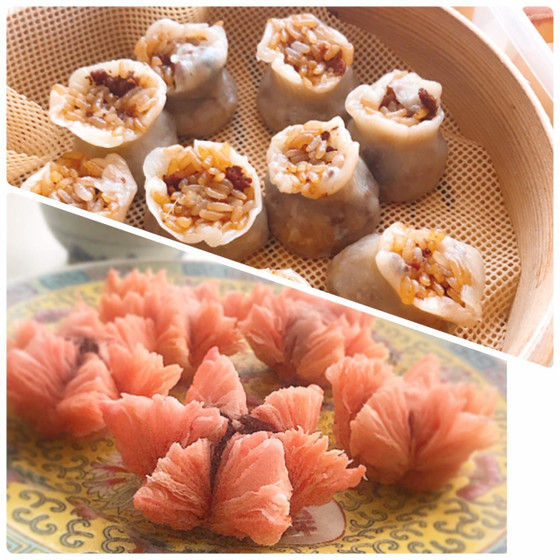 蓮花パイ、糯米焼売、スペアリブトウチ蒸、トマトと卵のスープ♪