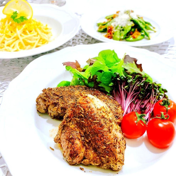 【受付：7〜9月】①ラムのクミンステーキ②ノンオイルレモンクリームパスタ③焼き枝豆のチーズペペロンチーノ