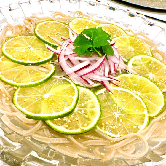 塩つゆ冷やしライム蕎麦
