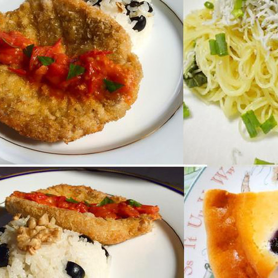 ミラノ風カツレツ♡爽やかしらすの冷製パスタ♡ガスパチョ♡ブルーベリーチーズケーキを作りましょう