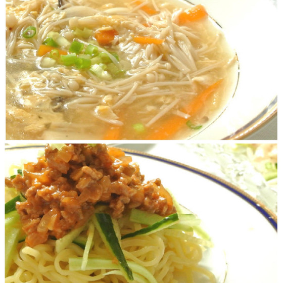 お家で美味しいジャージャー麺と酸辣湯を作りましょ♬