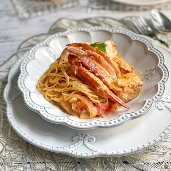 渡り蟹のトマトクリームパスタ