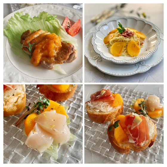 5回限定レッスン🎵旬の柿尽くしコース♡柿とホタテのマリネ 柿と生ハムのブルスケッタ 柿のパスタ チキンステーキ柿のソース 柿のクラフティを作りましょう🎵