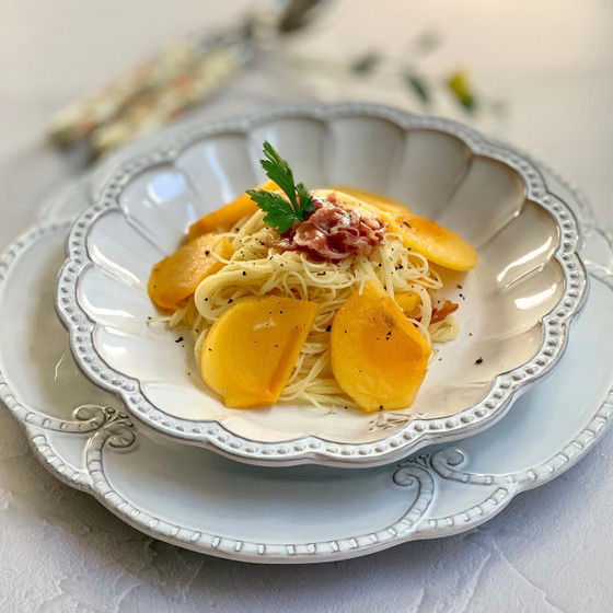 柿と生ハムのパスタ