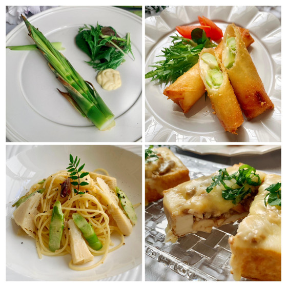 筍のチーズ春巻き&筍のペペロンチーノ、厚揚げのステーキ、わらび餅を作りましょう🎵