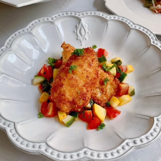 白身魚のフリット　夏野菜とともに